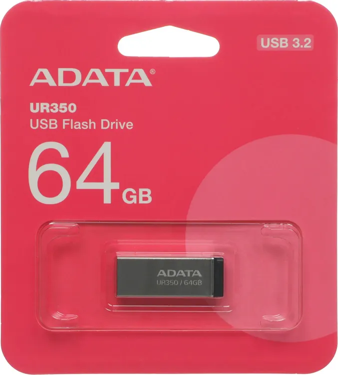 Накопитель USB-флэш 32 ГБ AData UR350 (UR350-32G-RSR/BK); USB 3.2 Gen 1; моноблок; метелл