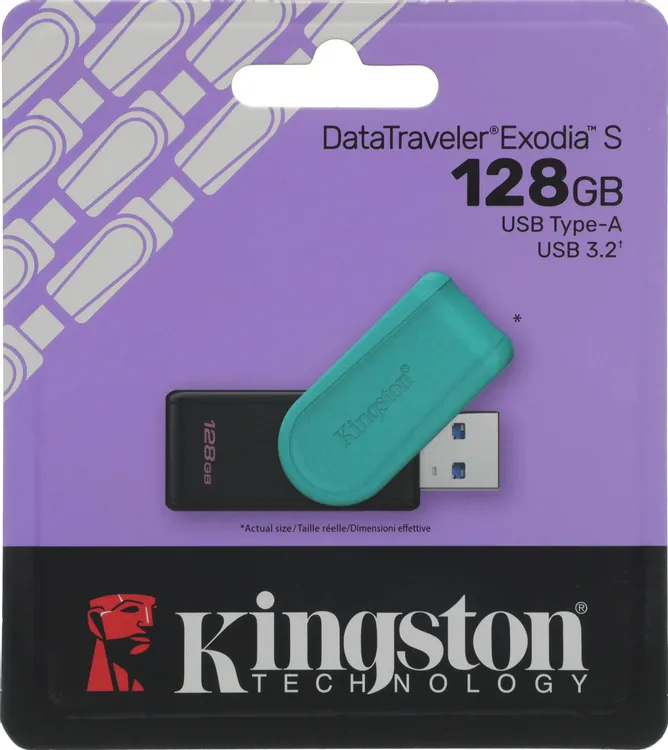 Накопитель USB-флэш 128 ГБ Kingston DataTraveler Exodia S (DTXS/128GB); USB 3.2; ротатор; черный