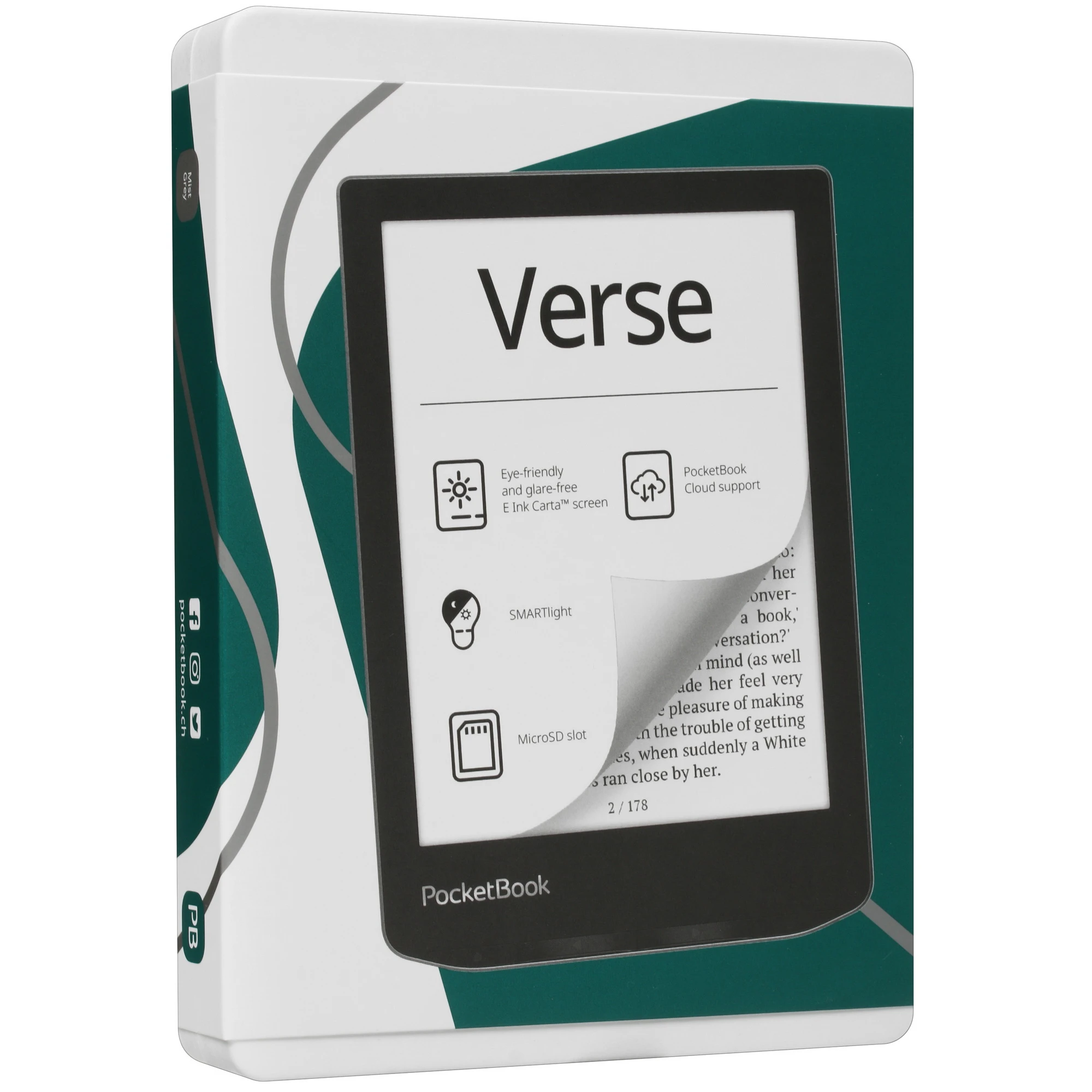 Электронная книга 6" PocketBook 629 Verse Gray (PB629-M-WW); E-Ink Carta; 8 ГБ; micro SDHC; черный; 