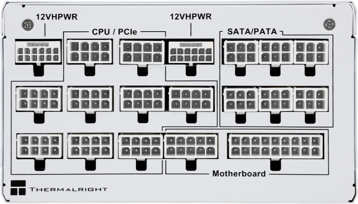 Блок питания 1350 Вт Thermalright 12VHPWR (TR-TP 1350); 1x24 pin; 4x8(4+4) pin; 14xSata; 8xMolex; 10x6+2-pin PCI-E; 80+ Platinum; APFC; отстегивающиес