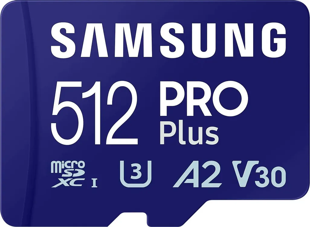 Карта памяти 512 ГБ Samsung PRO Plus (MB-MD512KA); micro SDHC UHS-I U3 A2 V30; Class 10; адаптер SD