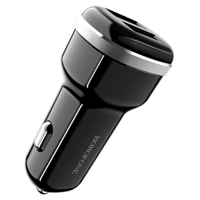 Автомобильная зарядка Borofone BZ13; 2 USB порта - 2.4A; 12 Вт; без кабеля; черный
