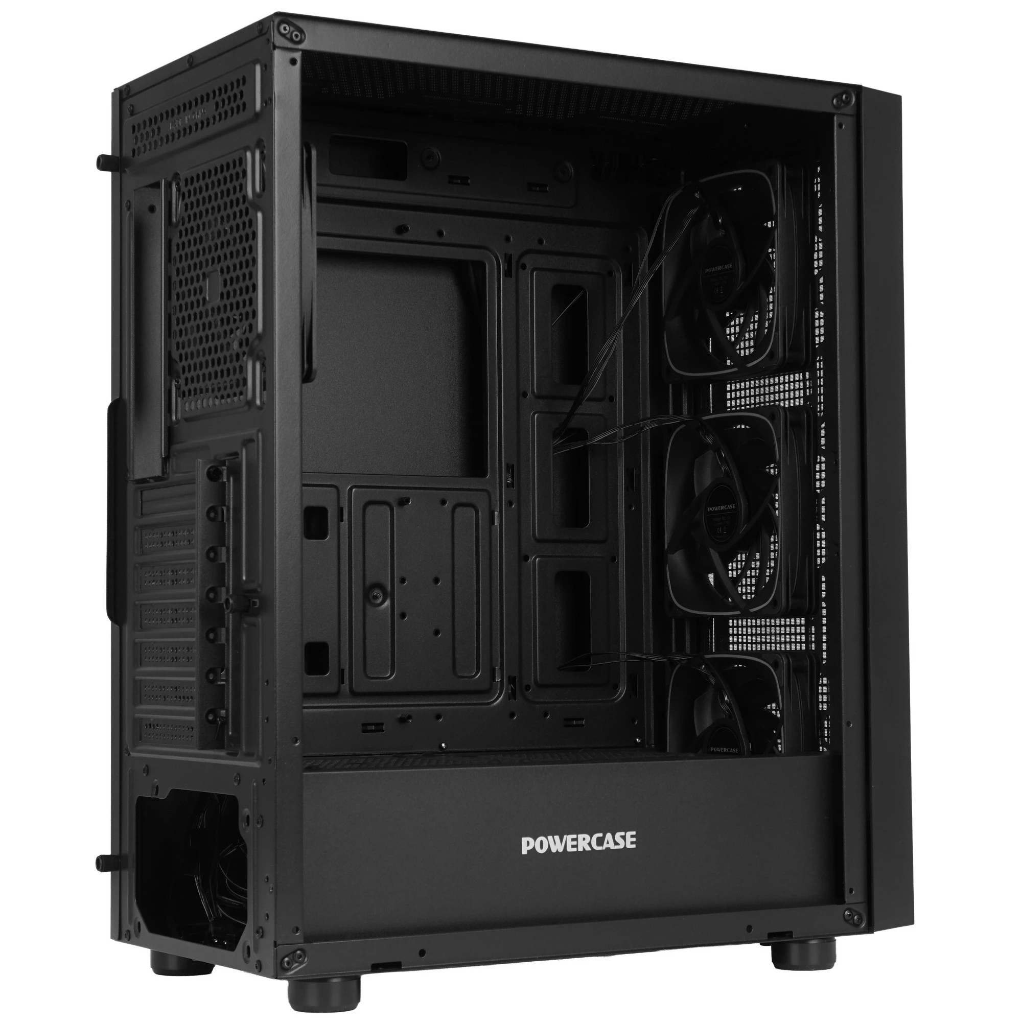 Корпус Powercase ByteFlow V2 Black (CBFB-A4-V2); ATX; Midi-Tower; 4x120 мм; 2xUSB 2.0/1xUSB 3.0/Mic/Aud; чёрный