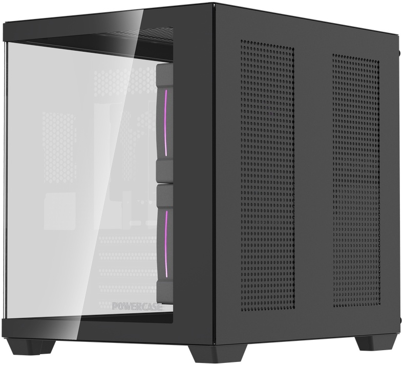 Корпус Powercase Vision Micro M5CB Black (CVMM5CHB-A3); mATX; Mini-Tower; без БП; 3x120мм; 1xUSB 2.0/1xUSB 3.X/1xType-C; Mic/Aud; чёрный