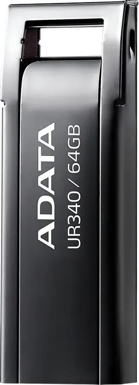 Накопитель USB-флэш 64 ГБ AData UR340 (AROY-UR340-64GBK); USB 3.2 Gen 1; моноблок; метелл; чёрный