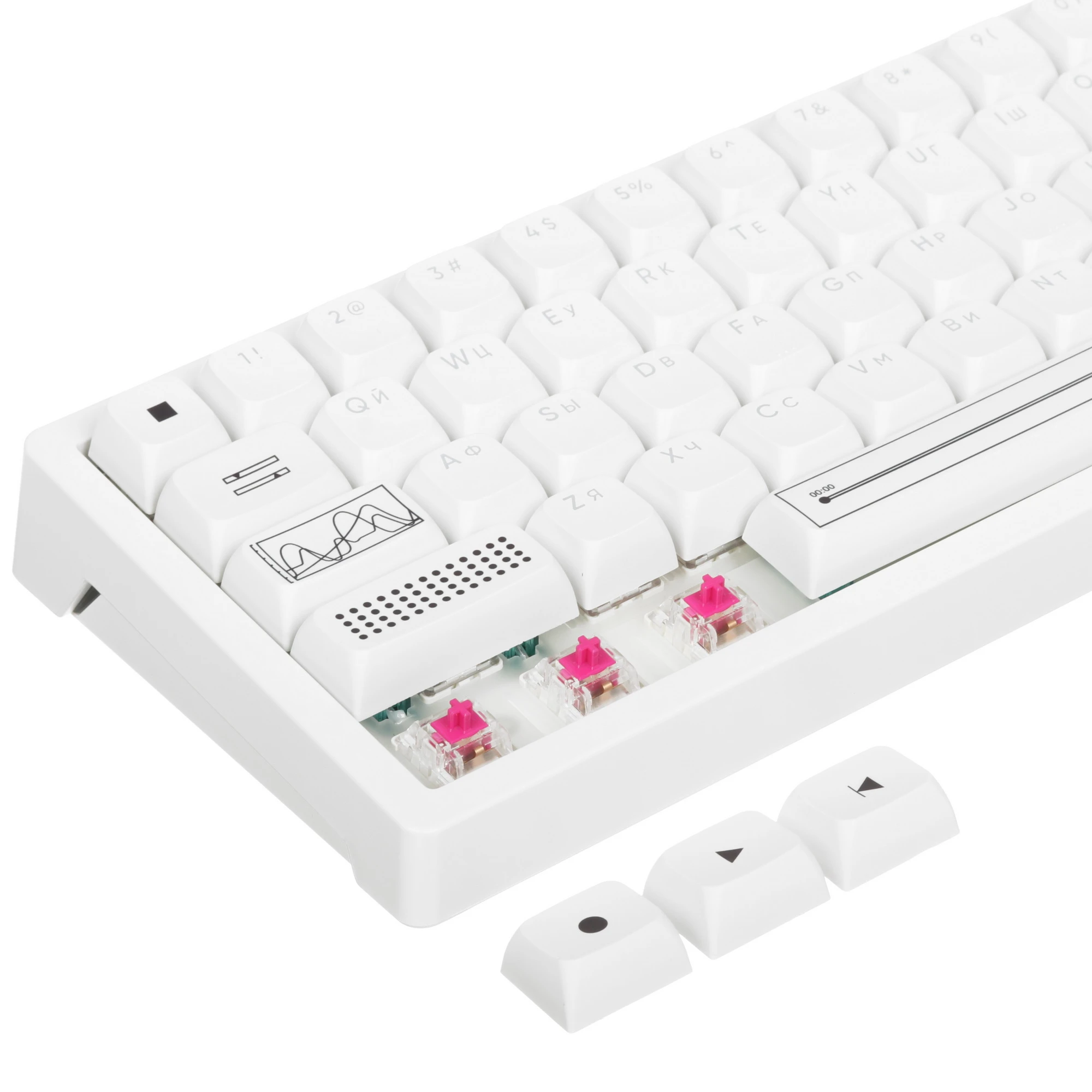 Клавиатура беспроводная Dark Project KD65A Wireless White (DP-KD-65A-300100-GZR); механическая; switch - g3ms Zircon; 65 клавиш; RGB; 1,8м; белый