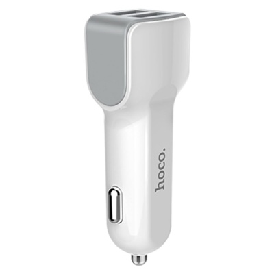Автомобильная зарядка Hoco Z23 Grand style; 2 USB порта - 2.4A; белая