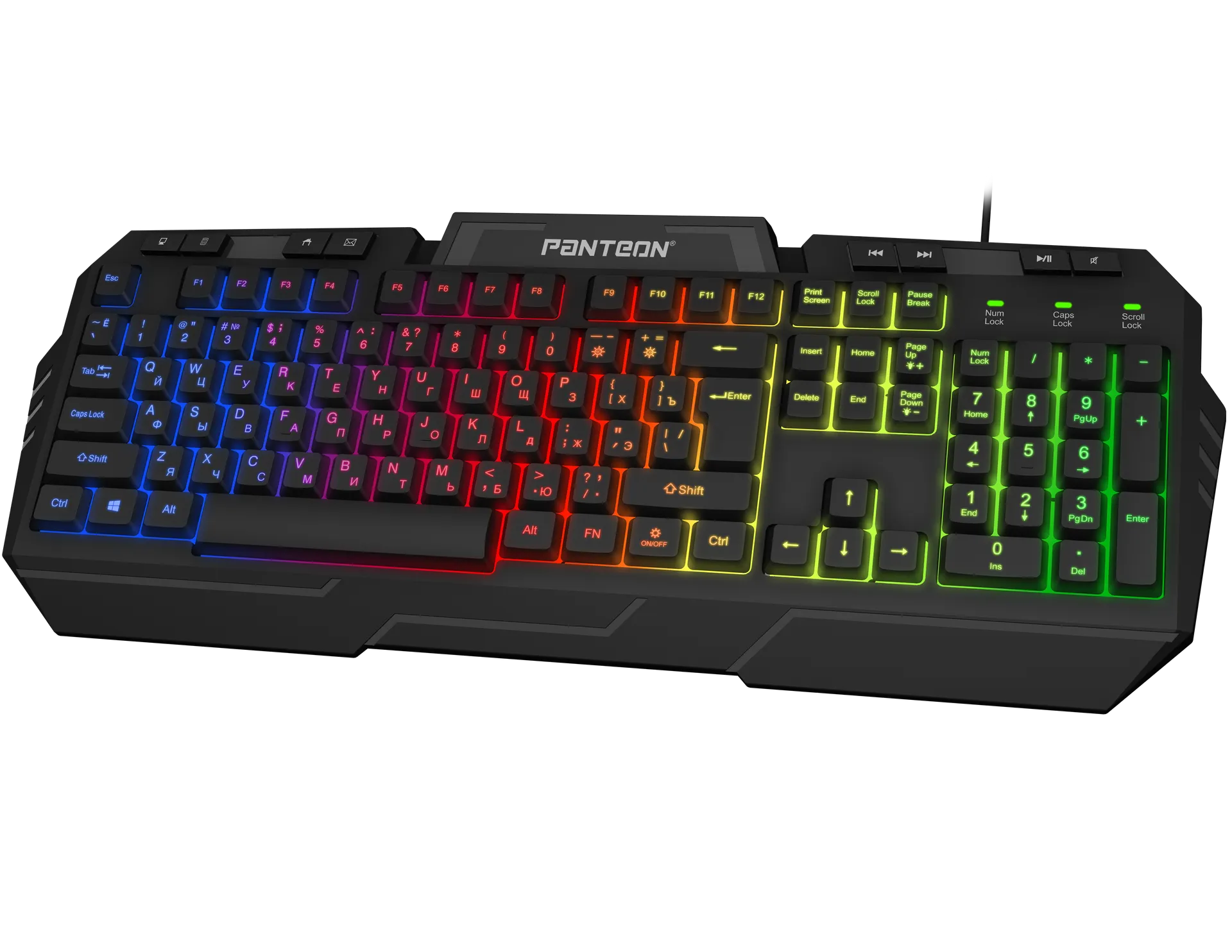 Клавиатура игровая Jet.A PANTEON M280 Black; USB; мембранная; 104-8 клавиш; 12 (+FN); подсветка LED, ENG\RUS; чёрный