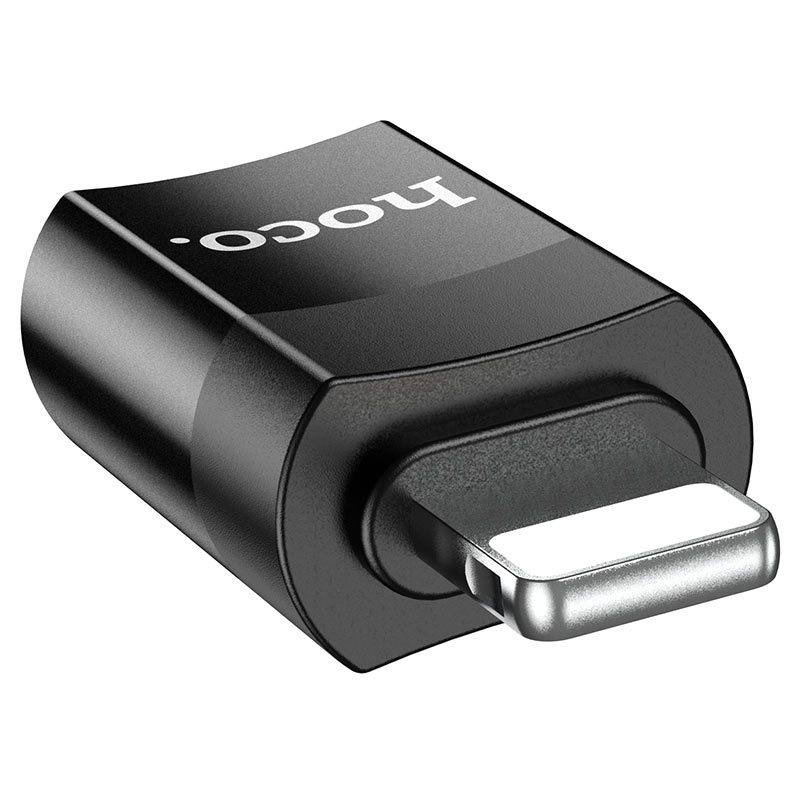 Адаптер Lightning->Type-C  Hoco UA17; OTG; металлический с кабелем USB на Type-C – 5V / 2A; Type-C на Type-C – 5V / 2A