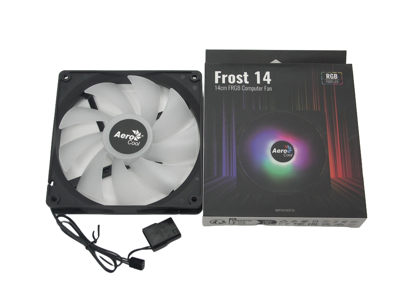 Вентилятор 140 мм AeroCool Frost 14 FRGB (4718009158078***); 3-pin + 4-pin (Molex); 800 об/мин; 24,2