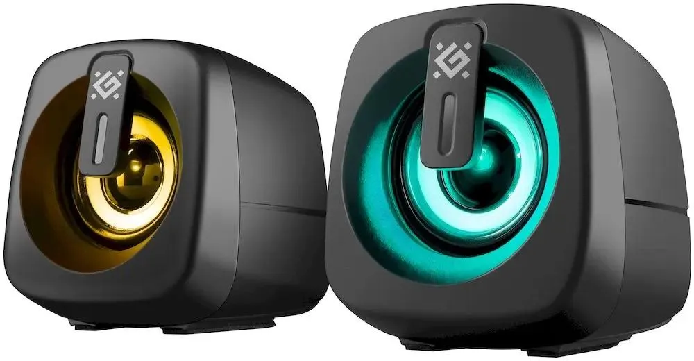 Акустическая система 2.0 Defender J1 (65961); 6 Вт; 90 - 20 кГц; пластик; LED подсветка; регулировка на шнуре; jack 3.5 mm; питание USB; чёрный