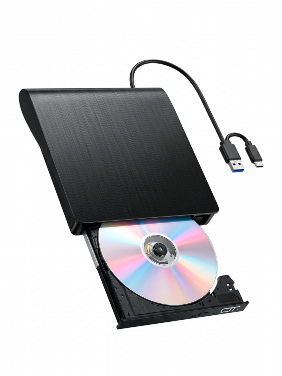 Привод оптический внешний  Орбита OT-PCA03; DVD+/-R 12х; DVD+/-RW 8х; USB 3.0 Тип A + Type C; CD-R 2