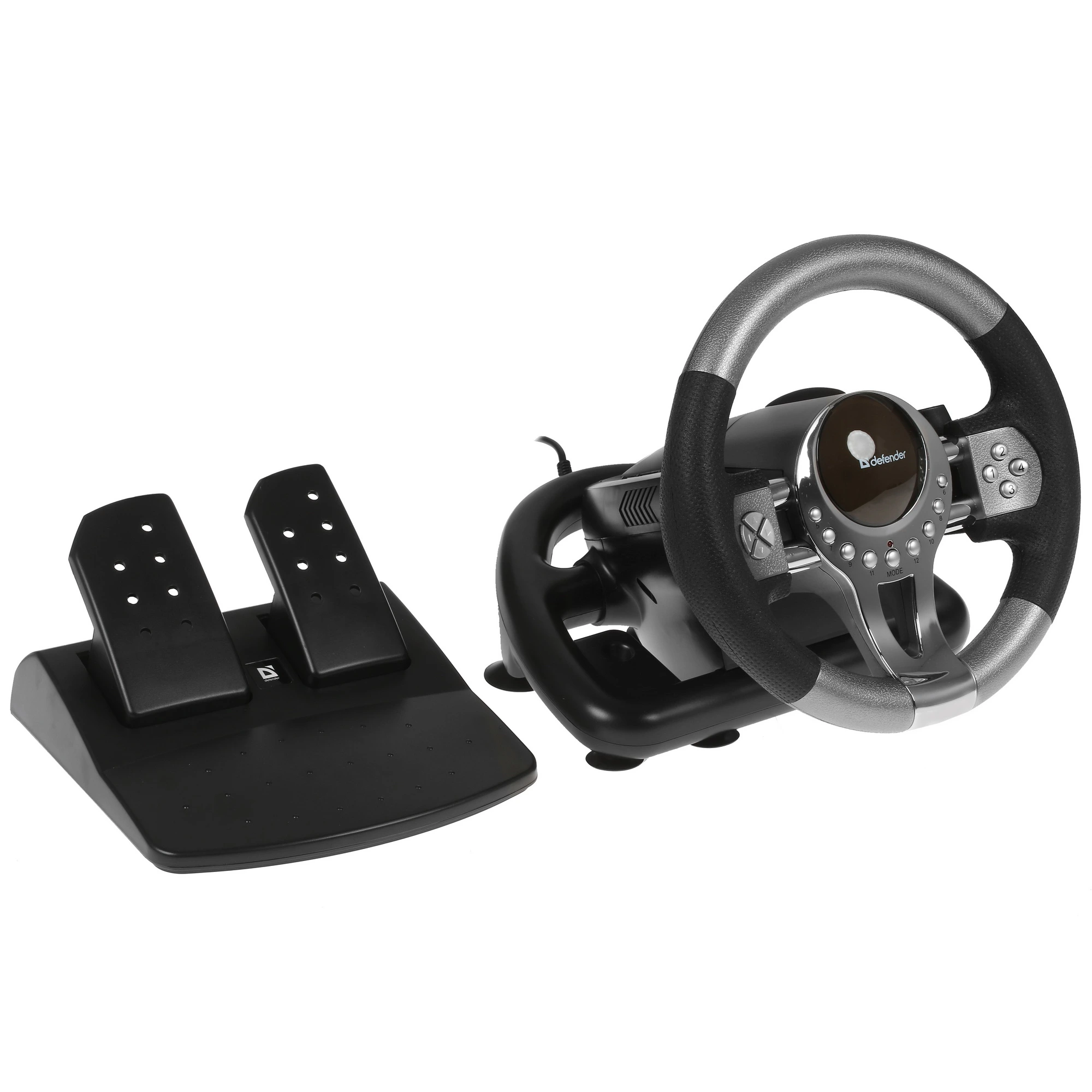 Руль Defender FORSAGE GTR (64367***); проводной; газ/тормоз; PC; 12 кнопок, 2 подрулевых переключате