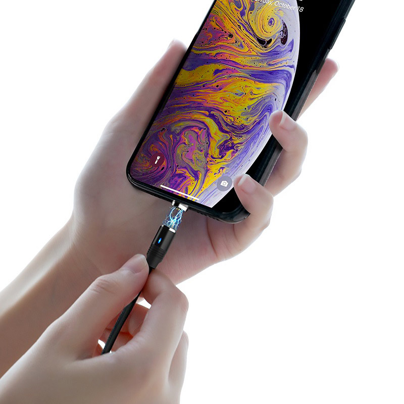 Кабель USB 2.0 AM/Lightning Hoco U76 Fresh; 2 A магнитный коннектор; 1,2 м; черный