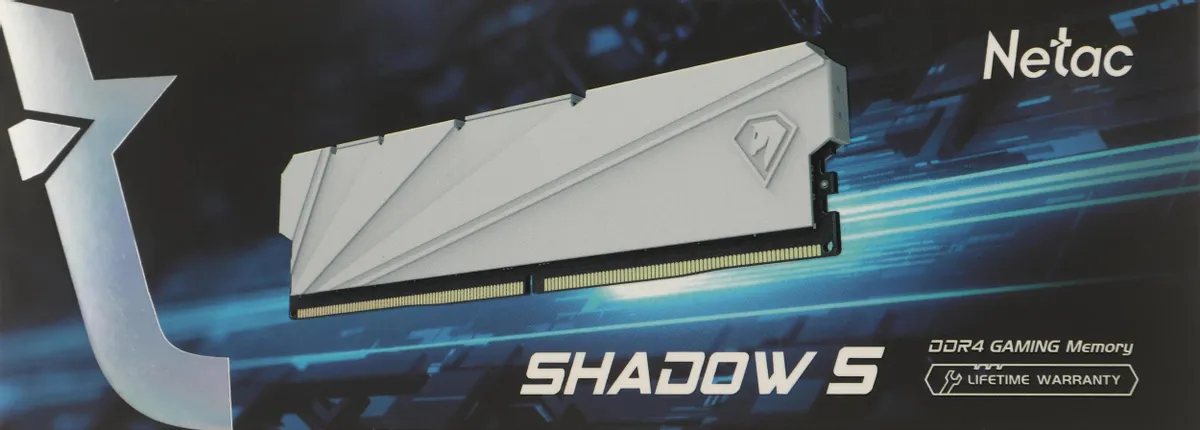 Модуль памяти DDR4 8 ГБ Netac SHADOW S 8GB White (NTSSD4P32SP-08W***); 25600 MБ/с; 3200 МГц; радиаторы; RET