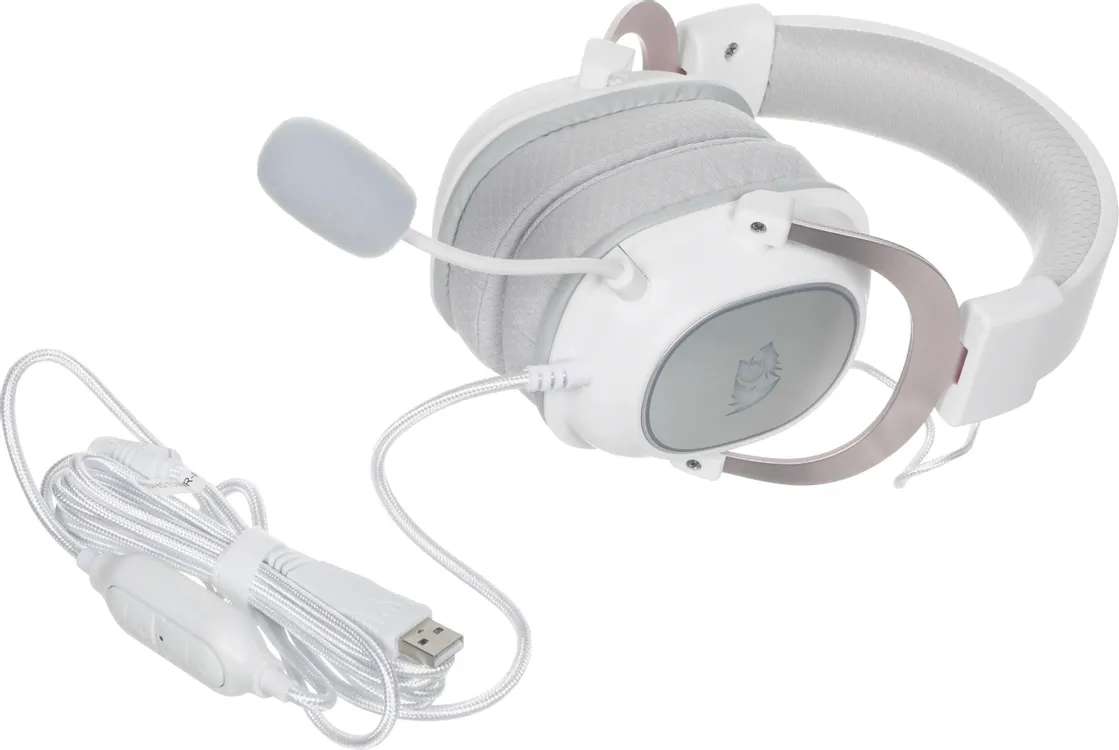 Гарнитура игровая Redragon ZEUS X White (70800***); оголовье; 20 - 20 000 Гц; 64 Ом; 2 м; микрофон; регулятор громкости; USB; подсветка RGB; виртуальн