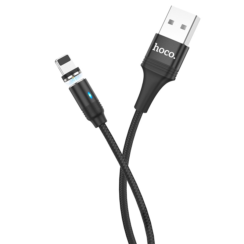 Кабель USB 2.0 AM/Lightning Hoco U76 Fresh; 2 A магнитный коннектор; 1,2 м; черный