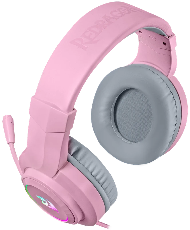 Гарнитура игровая Redragon Hylas Pink (70746); оголовье (headband); 20 Гц - 20 кГц; 16 Ом; 2 м; микрофон; регулятор громкости; 2 x jack 3,5 мм + USB (