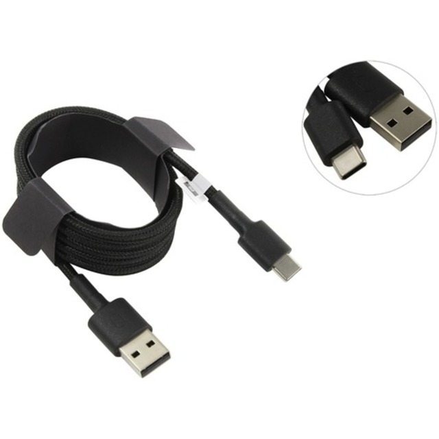 Кабель USB->Type-C Xiaomi Braided Cable Black (SJV4109GL); 5A; 1,0 м; нейлоновая оплётка, черный