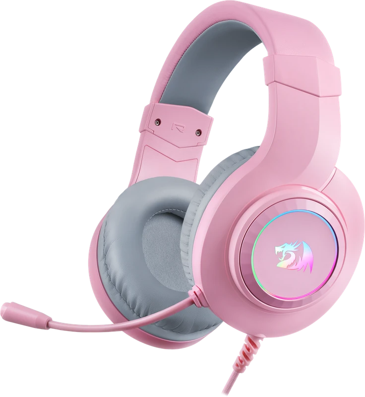 Гарнитура игровая Redragon Hylas Pink (70746); оголовье (headband); 20 Гц - 20 кГц; 16 Ом; 2 м; микрофон; регулятор громкости; 2 x jack 3,5 мм + USB (