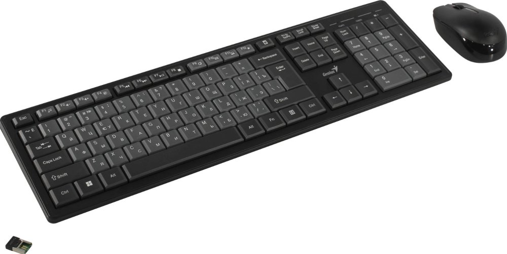 Комплект Genius SMART KM-8200 Dual Color (31340003421***); беспроводной; USB; мембранная; оптическая; 1000 dpi; 1xAAA/1xAA; чёрный