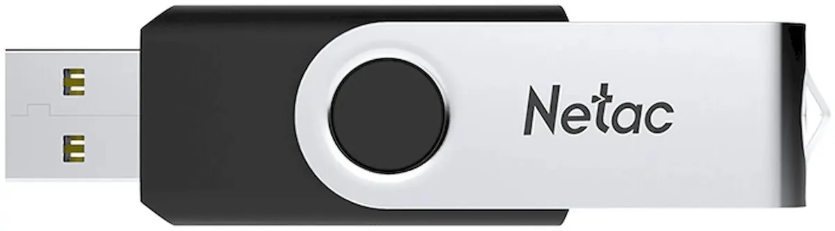Накопитель USB-флэш 32 ГБ Netac U505 (NT03U505N-032G-20BK); USB 2.0; ротатор; металл + пластик; чёрный + серебристый