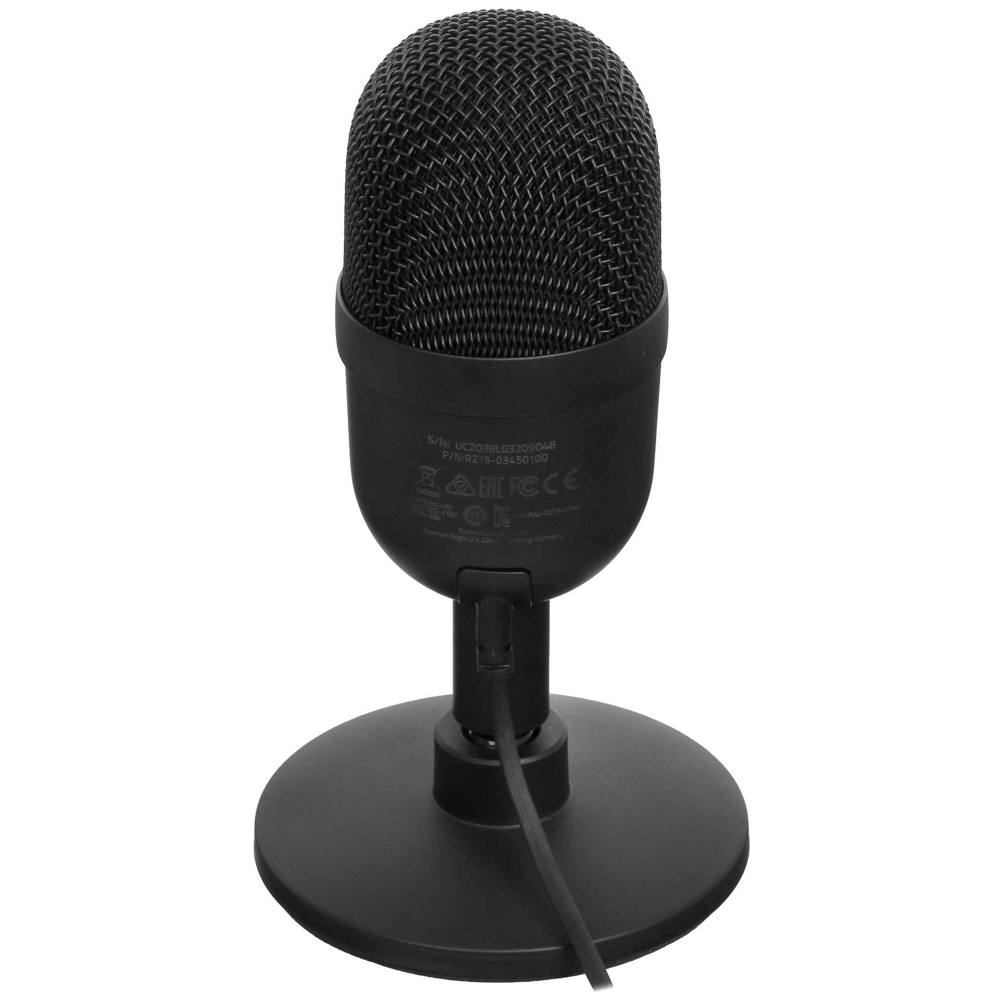 Микрофон Razer Seiren Mini (RZ19-03450100-R3M1***); конденсаторный; суперкардиоидный; 20 - 20 000 Гц; штатив; USB; чёрный