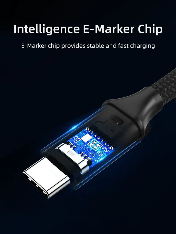 Кабель Type-C/Type-C CABLETIME CU20N; 4K 60 Гц; 100Вт; 5A; до 20 Гбит/с; 3,0 м; нейлоновая оплётка, черный