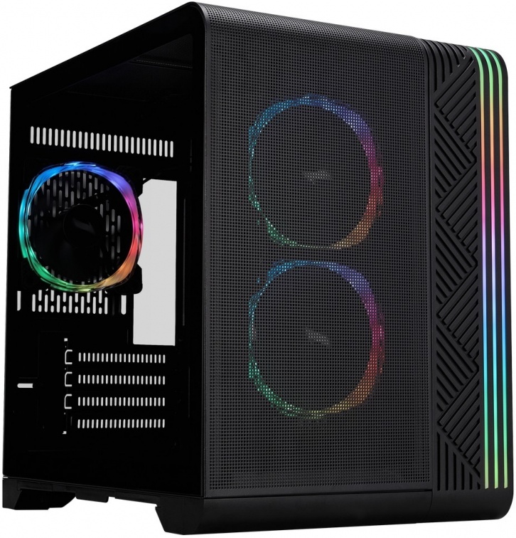 Корпус 1STPLAYER VT5 ARGB Black (VT5-BK-3FS7); mATX; Mini-Tower; 3x120мм; 1xUSB 2.0/2xUSB 3.X; Mic/Aud; чёрный