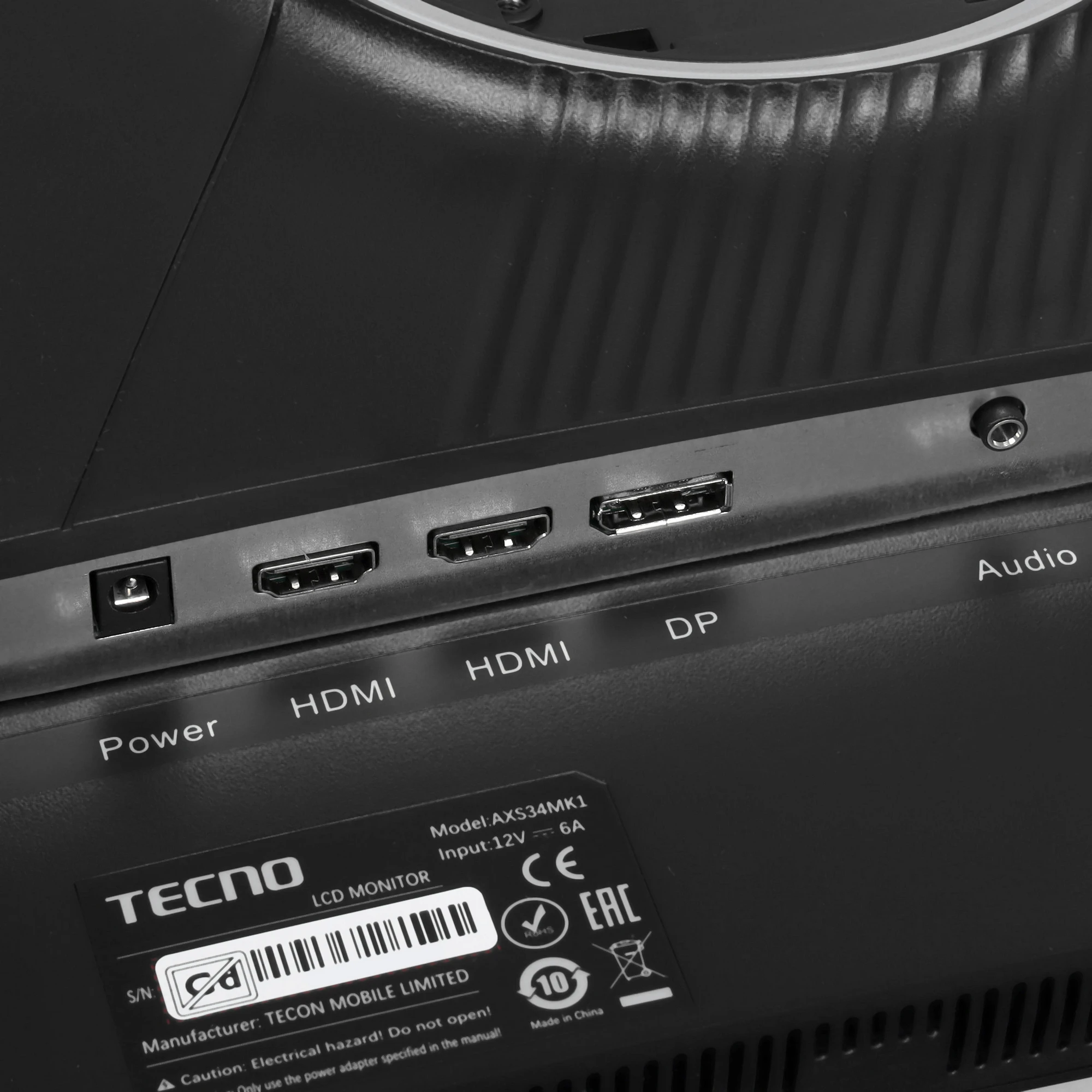 Монитор 34" Tecno изогнутый MegaView GT AXS34MK1; WLED; 21:9; VA; 3440 х 1440; 180 Гц; 178°/178°; 300 кд/м²; 1 мс; 3 500:1; 2хHDMI; 1xDP; 2x3 Вт чёрны