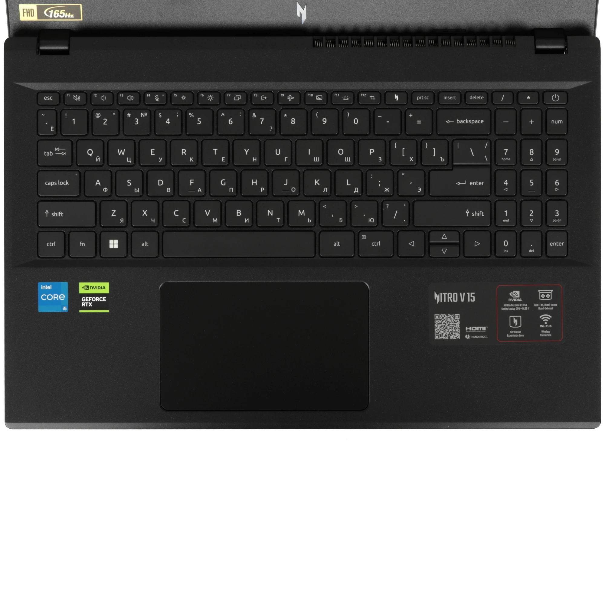 Ноутбук 15.6" Acer Nitro V15 ANV15-52-56YF (NH.QZ8ER.001); 1920x1080 IPS 165 Гц; Intel Core i5-13420H; 16 Гб/512 Гб; NVIDIA GeForce RTX 5050 -; 8