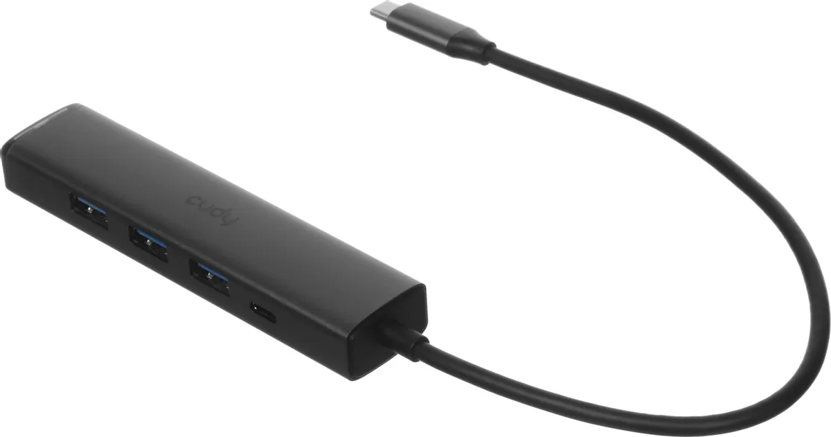 Концентратор USB внешний Cudy UH605, USB-C, 4xUSB (1xType-C, 3xUSB 3.2 Gen 1), RJ-45 1Гб/с, металл, 0,25 м, серый