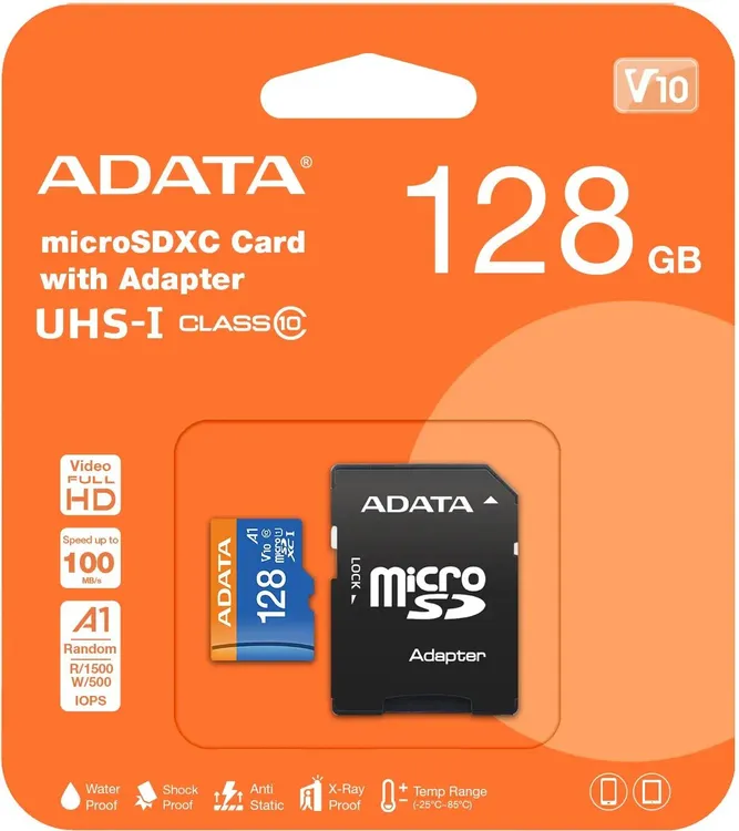Карта памяти 128 ГБ A-Data Premier (AUSDX128GUICL10A1-RA1***); micro SDHC UHS-I U1; Class 10; адапте