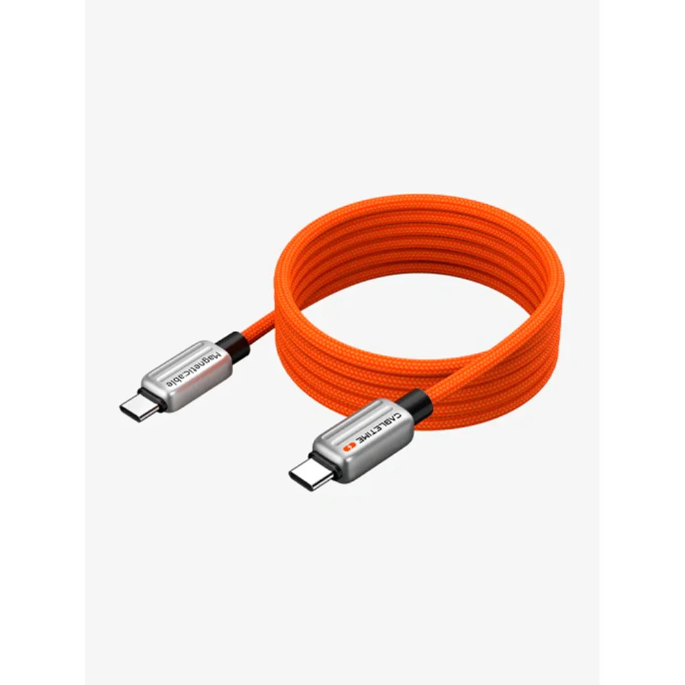Кабель Type-C/Type-C CABLETIME CU06H 240W; (CT-CM240-MZO1); 240Вт; 5A; до 480 Мбит/с; 1 м; магнитная катушка, оранжевый