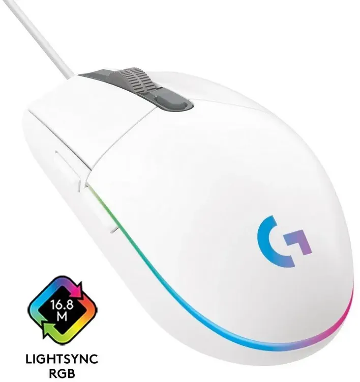 Мышь игровая Logitech G102 LIGHTSYNC White (910-005809***); USB; оптический; 200 - 8000 dpi; 6 кнопок; колесо-кнопка; LED подсветка; белый