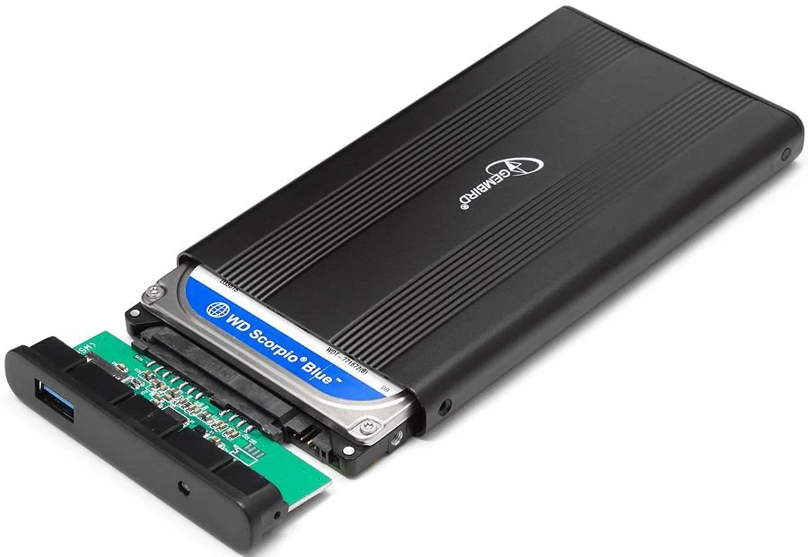 Внешний карман для HDD 2,5" Gembird (EE2-U3S-5); USB 3.0; металл+пластик; черный
