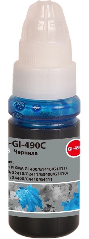 Чернила для Canon Cactus (CS-GI-490C); голубой (cyan); Canon Pixma G14XX/G24XX/G34XX/44XX