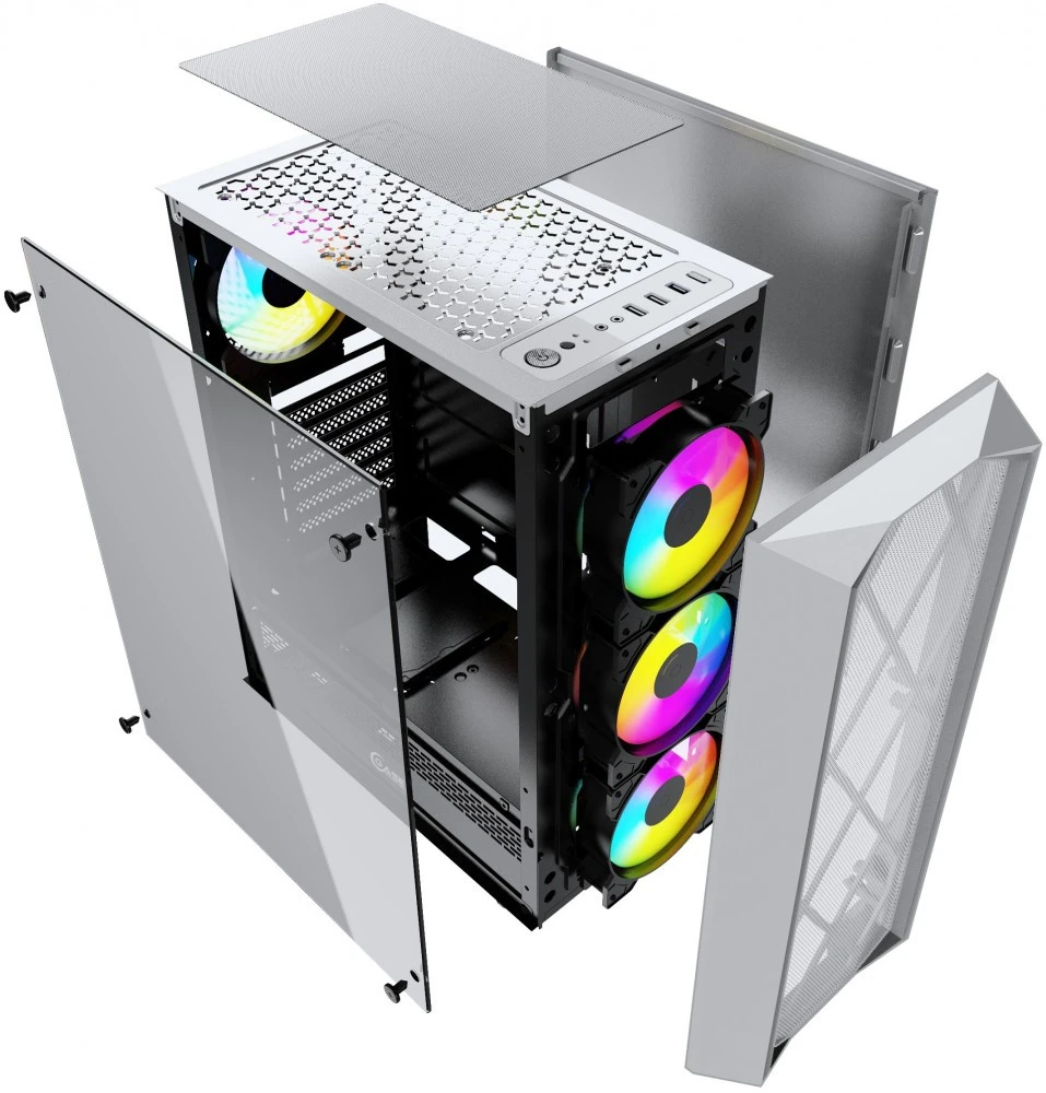 Корпус Powercase Rhombus X4 White (CMRMW-L4***); ATX; Midi-Tower; без БП; сталь; 2x3.5" int.; 4 x 12
