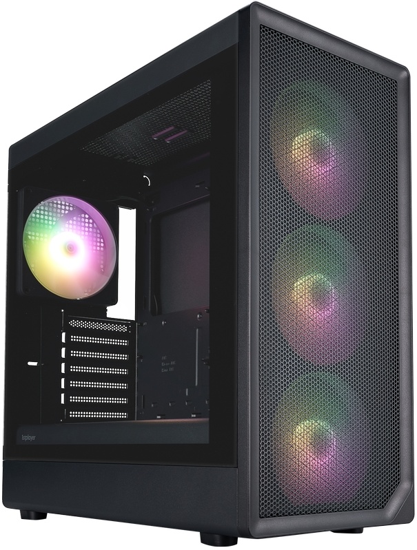 Корпус 1STPLAYER AU8 ARGB Black (AU8-BK-4FE7-14); ATX; Midi-Tower; 4x140 мм; 1xUSB 2.0/1xUSB 3.0/1xUSB Type C; Mic/Aud; чёрный