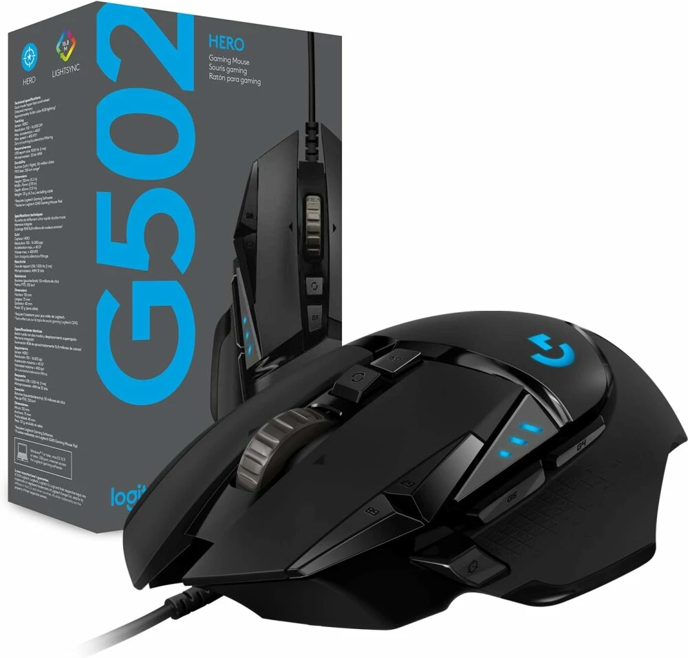 Мышь игровая Logitech G502 HERO (9910-005470); USB; оптический; 25600 dpi; 11 кнопок; колесо-кнопка; доп. грузы