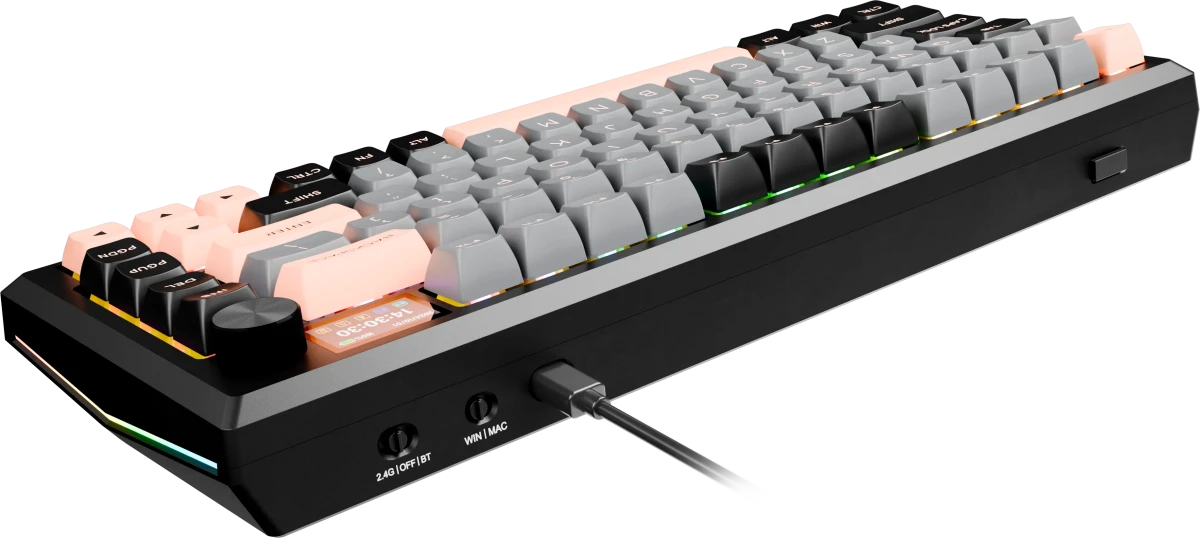 Клавиатура игровая Redragon Eclipse Pro Black (72708); USB + (BT/2.4 Ггц); механическая; 83 клавиш; Hot Swap; 12 (+FN); экран; RGB подсветка; встроенн