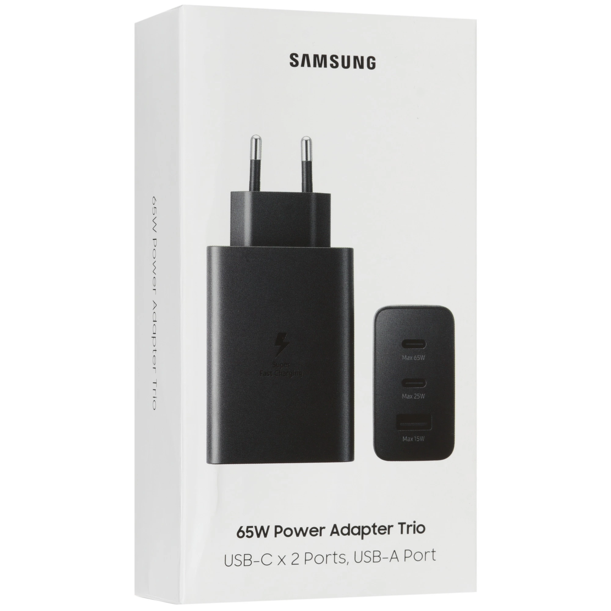 Зарядное устройство Samsung EP-T6530 Black (EP-T6530XBEG), 65 Вт, 3А, 1xUSB, 2xType-C, Кабель в комплекте Type-C, черный