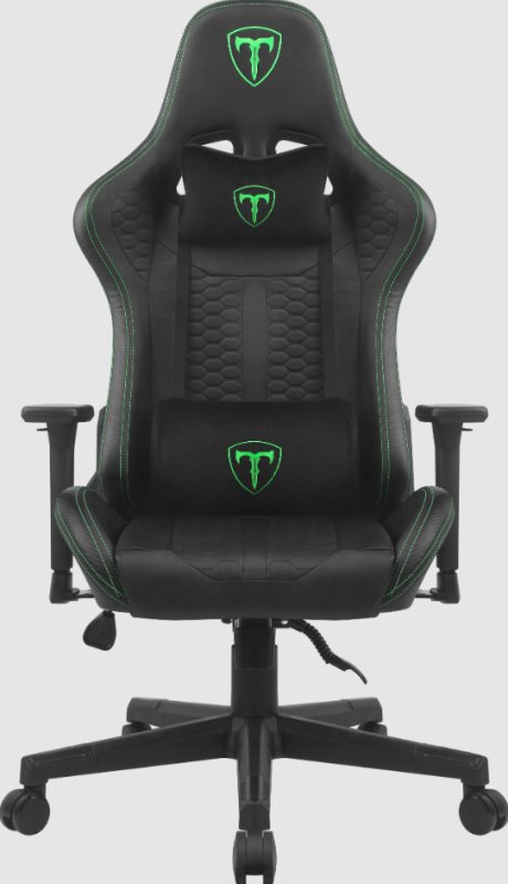 Кресло для геймеров T-LINE Nitro (64088); иск. кожа; чёрный + зелёный; 100 мм (класс 4); нагрузка до 150 кг