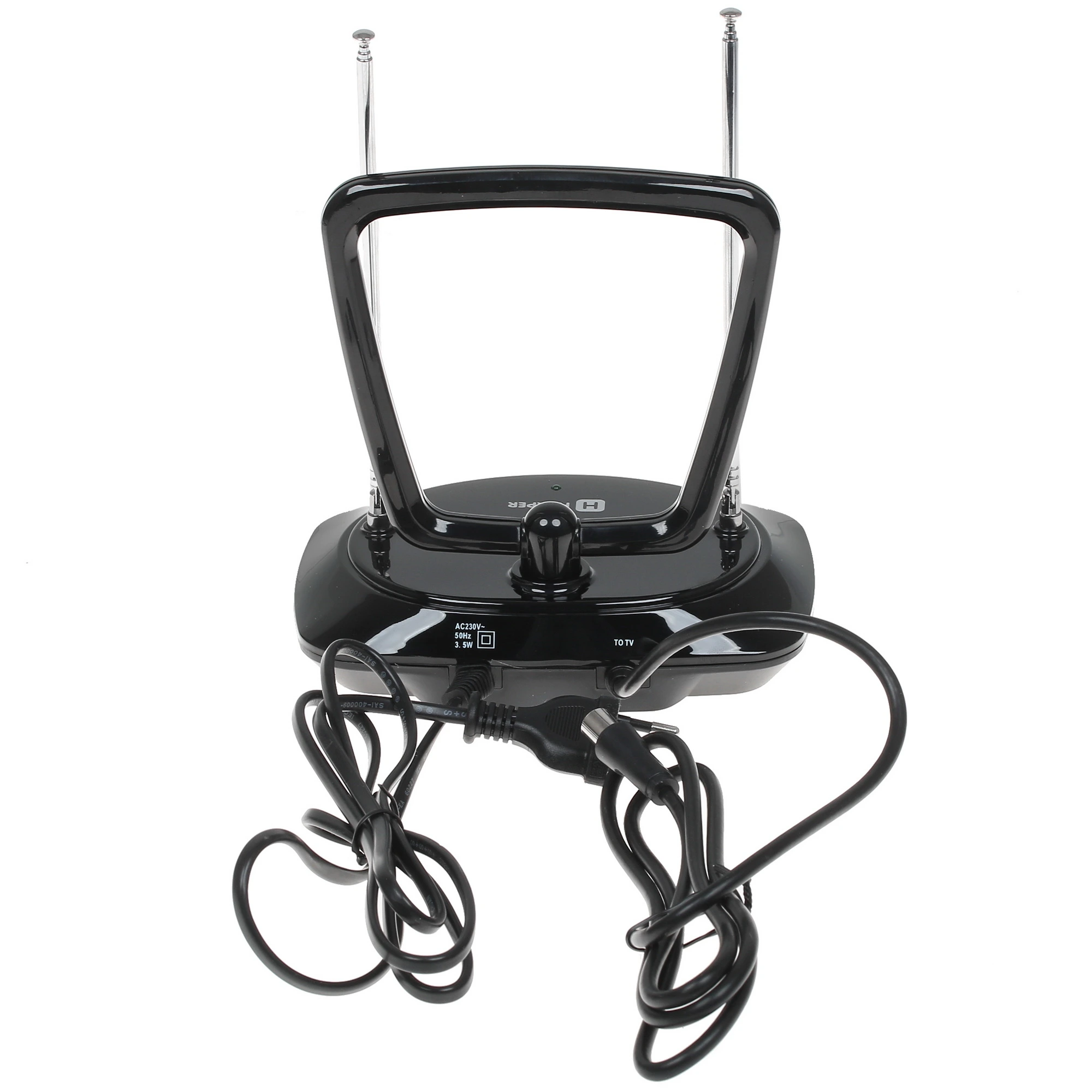 Антенна цифровая Harper ADVB-1415, DVB-T2, 30 dB, активная, VHF: 87,5-230 МГц / UHF: 470-862 МГц, 220 В, 1,3 м, черный