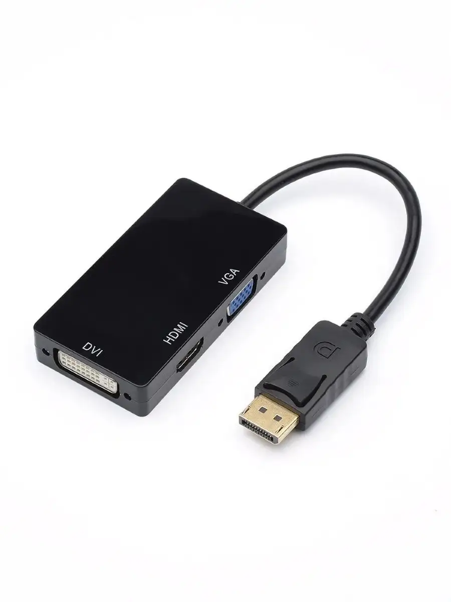 Переходник DisplayPort(M)-> HDMI/DVI/VGA(F) (Black***); 0,1 м