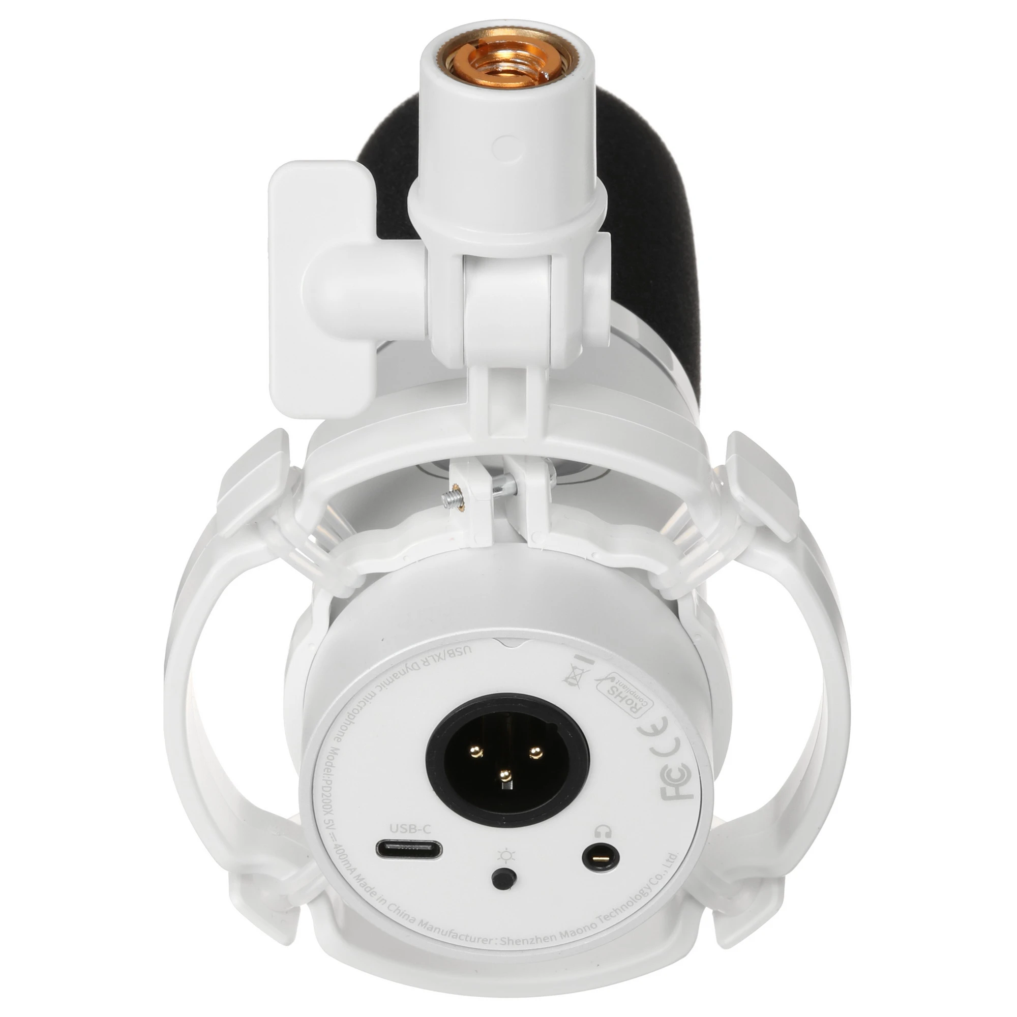 Микрофон Maono PD200XS White; динамический; кардиоидный; -52 дБ; 40-16 000 Гц; 24 бит/48 кГц; USB/XLR; стойка-пантограф со струбциной; белый