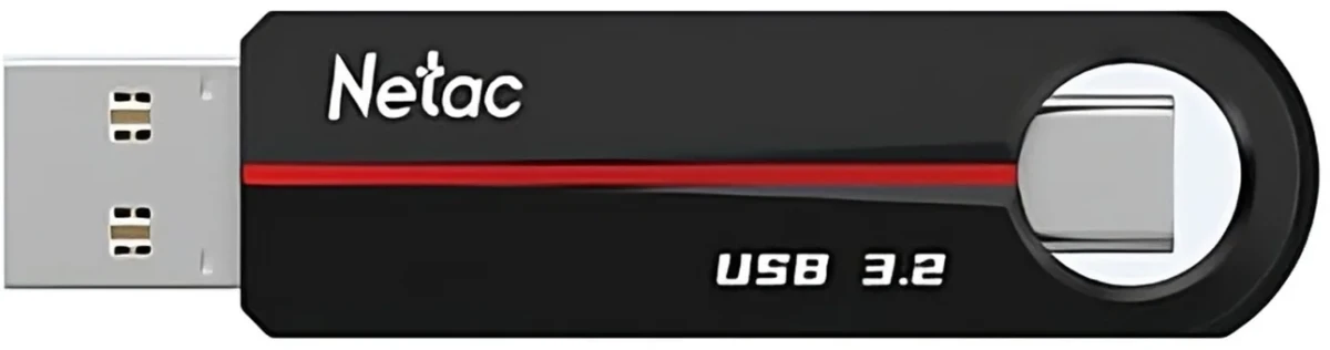 Накопитель USB-флэш 32 ГБ Netac US18 (NT03US18C-032G-32BK); USB 3.2; ротатор; металлический корпус; OTG Type-C