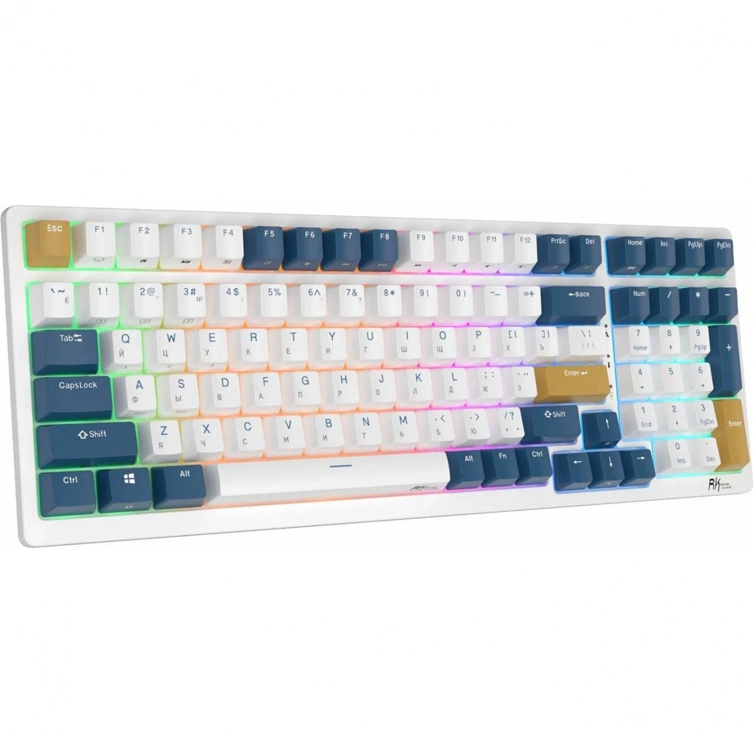 Клавиатура проводная Royal Kludge RK98 (RK98 Klein Blue (Red switch)); USB + (Bluetooth/2.4 Ггц); механическая; 100 клавиш; Hot-swap; USB хаб; отсоеди