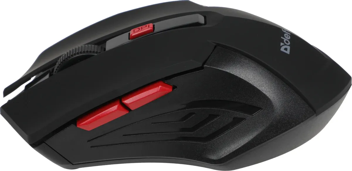 Мышь беспроводная Defender Accura MM-275 Black+Red (52276); 2.4 ГГц; USB; оптический; 800/1200/1600 dpi; 6 кнопок; колесо прокрутки; 1хАА; чёрный+крас