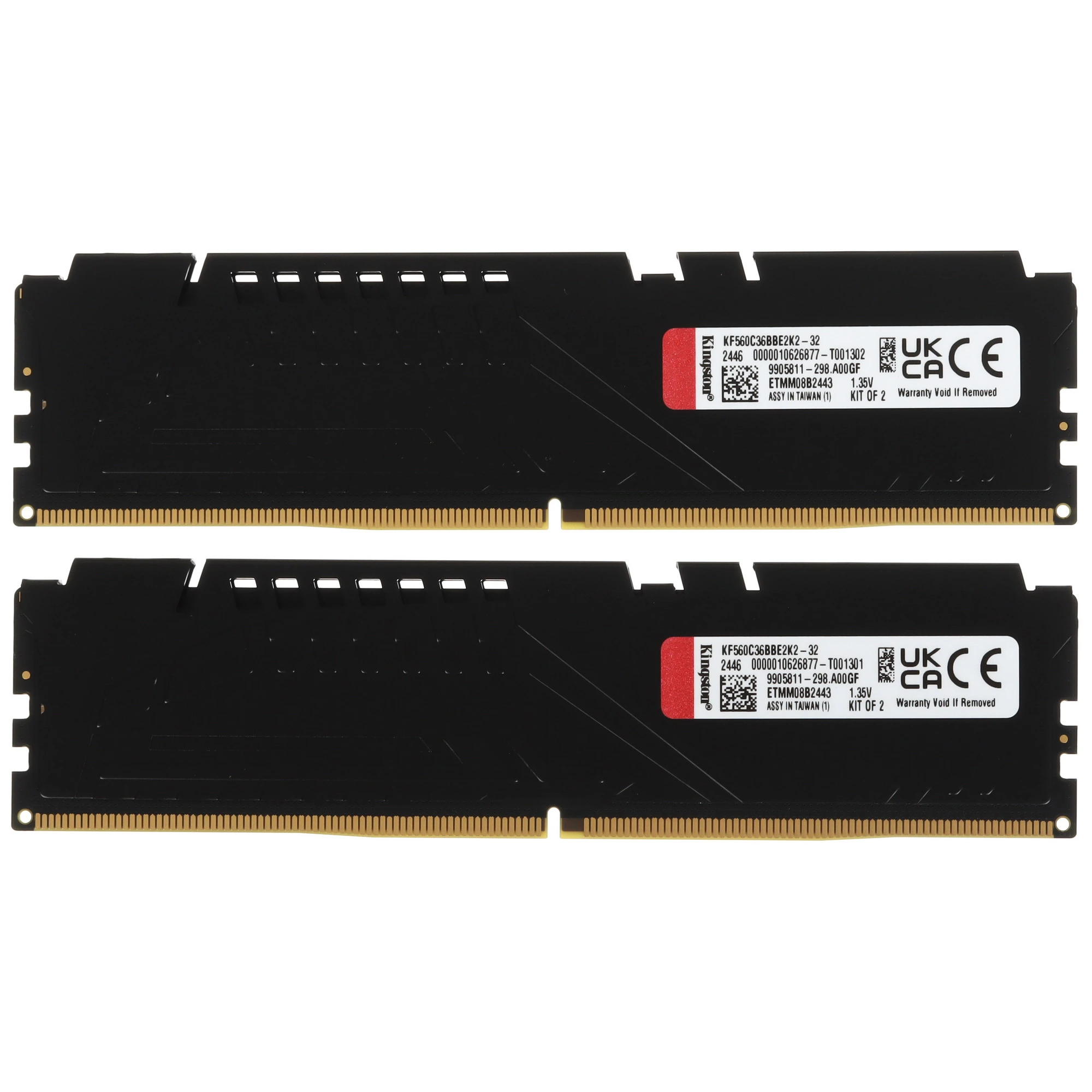 Модуль памяти DDR5 32 ГБ Kingston FURY Beast Black (KF560C36BBE2-32); 6000 МГц; CL36; 1,35В; радиаторы; RET